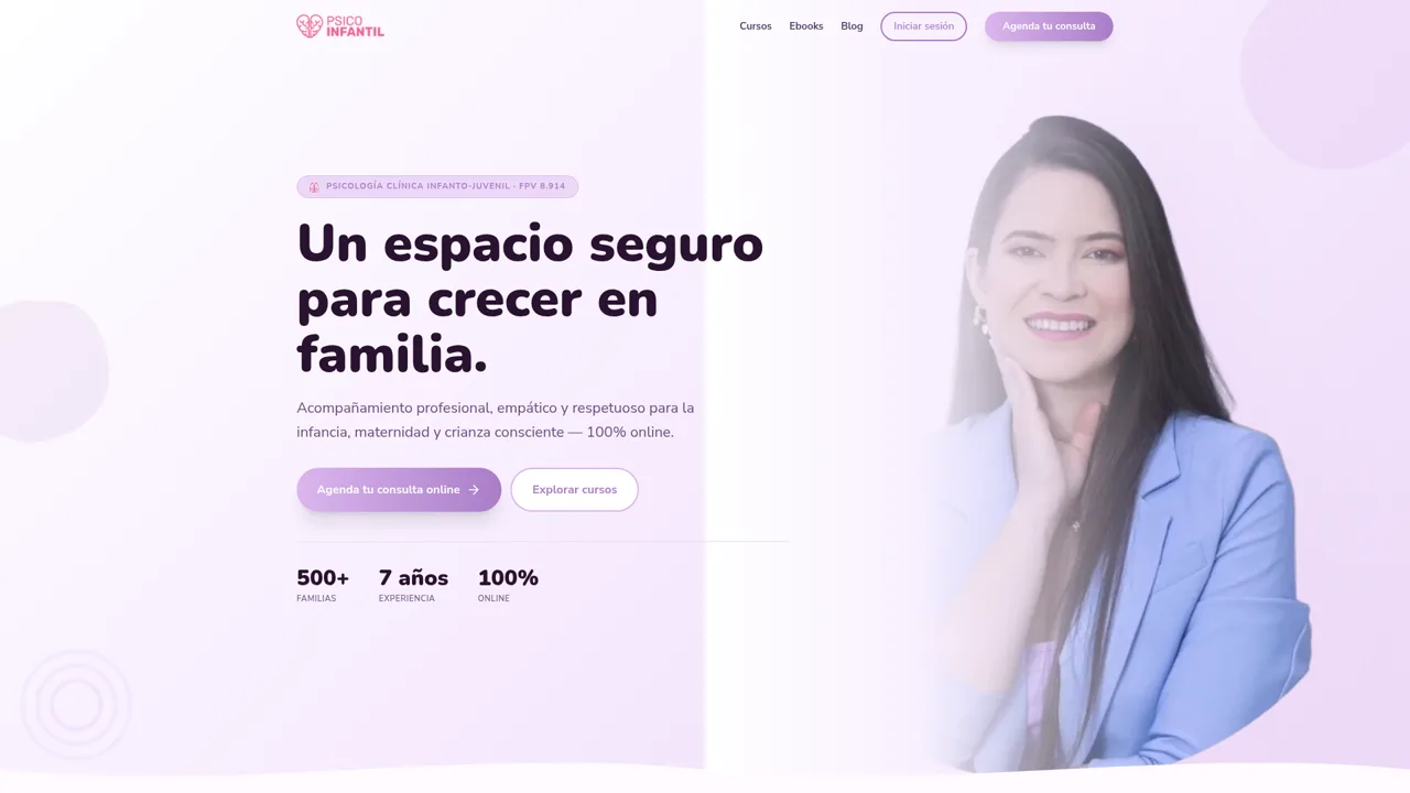 Captura del sitio web Psico Infantil VE (Psicología Infantil) desarrollado por TodoVending Digital